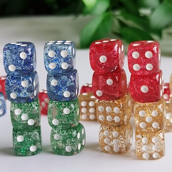 Σετ 10 τμχ Glitter Dice Roller D6 6 Faces 12mm Παιχνίδι Καζίνο Dice D6 Mini Dice in OPP Bag For επιτραπέζιο επιτραπέζιο παιχνίδι