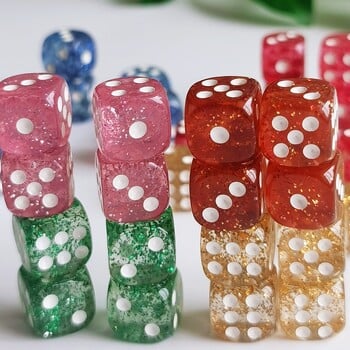 Σετ 10 τμχ Glitter Dice Roller D6 6 Faces 12mm Παιχνίδι Καζίνο Dice D6 Mini Dice in OPP Bag For επιτραπέζιο επιτραπέζιο παιχνίδι