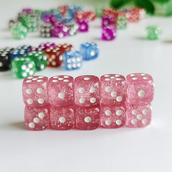 Σετ 10 τμχ Glitter Dice Roller D6 6 Faces 12mm Παιχνίδι Καζίνο Dice D6 Mini Dice in OPP Bag For επιτραπέζιο επιτραπέζιο παιχνίδι