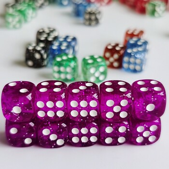 Σετ 10 τμχ Glitter Dice Roller D6 6 Faces 12mm Παιχνίδι Καζίνο Dice D6 Mini Dice in OPP Bag For επιτραπέζιο επιτραπέζιο παιχνίδι