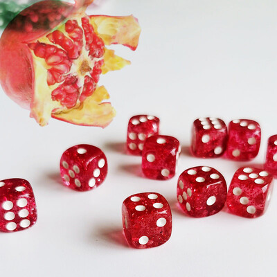 Set od 10 komada svjetlucavih kockica D6 6 lica 12 mm kockica za kasino igre D6 Mini kockica u OPP vrećici za stolnu društvenu igru