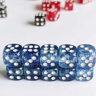 Set od 10 komada svjetlucavih kockica D6 6 lica 12 mm kockica za kasino igre D6 Mini kockica u OPP vrećici za stolnu društvenu igru