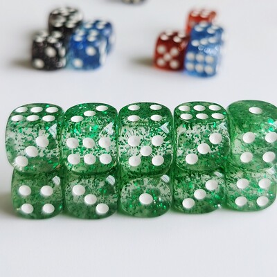 Set od 10 komada svjetlucavih kockica D6 6 lica 12 mm kockica za kasino igre D6 Mini kockica u OPP vrećici za stolnu društvenu igru