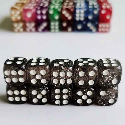 Set od 10 komada svjetlucavih kockica D6 6 lica 12 mm kockica za kasino igre D6 Mini kockica u OPP vrećici za stolnu društvenu igru