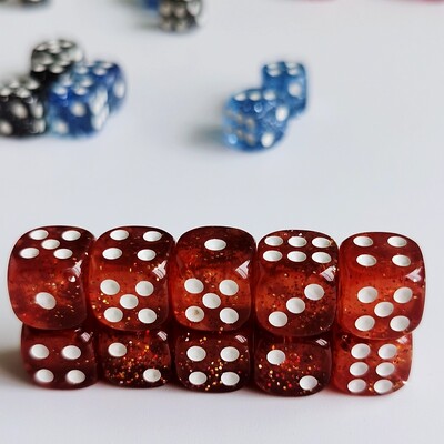 Set od 10 komada svjetlucavih kockica D6 6 lica 12 mm kockica za kasino igre D6 Mini kockica u OPP vrećici za stolnu društvenu igru