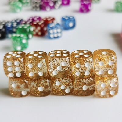 Set od 10 komada svjetlucavih kockica D6 6 lica 12 mm kockica za kasino igre D6 Mini kockica u OPP vrećici za stolnu društvenu igru