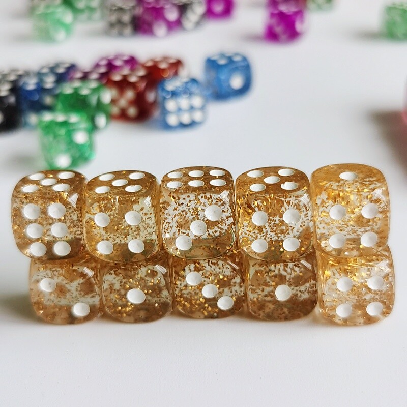 Set od 10 komada svjetlucavih kockica D6 6 lica 12 mm kockica za kasino igre D6 Mini kockica u OPP vrećici za stolnu društvenu igru