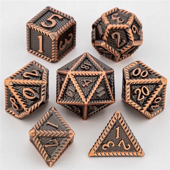 OUKELANWO DND Комплект метални зарове D&D за Dungeon and Dragon, Gold Polyhedral Rpg Ролева игра D и D Dice D20 D12 D10 D8 D6 D4