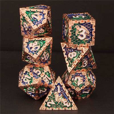 OUKELANWO DND Set metalnih kockica D&D za Dungeon and Dragon, zlatna poliedarska Rpg igra uloga D i D kockice D20 D12 D10 D8 D6 D4