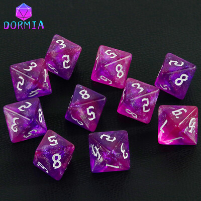 D8 Zmiešané farby Polyhedrálne kocky 8 Sided Amazing Trblietavé kocky pre DND RPG hru, matematiku, výučbu stolových hier