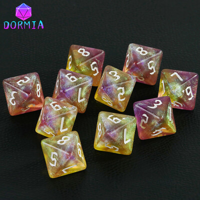 D8 Zmiešané farby Polyhedrálne kocky 8 Sided Amazing Trblietavé kocky pre DND RPG hru, matematiku, výučbu stolových hier