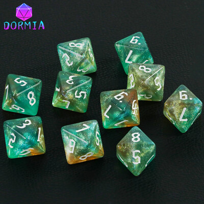 D8 Zmiešané farby Polyhedrálne kocky 8 Sided Amazing Trblietavé kocky pre DND RPG hru, matematiku, výučbu stolových hier