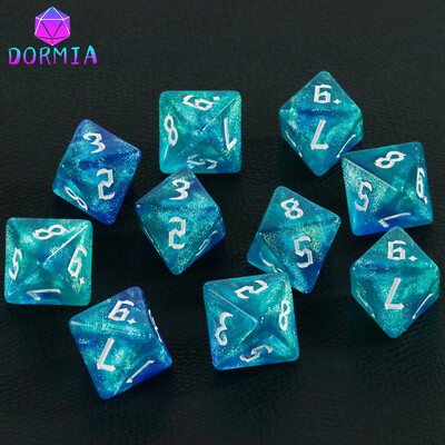 D8 Zmiešané farby Polyhedrálne kocky 8 Sided Amazing Trblietavé kocky pre DND RPG hru, matematiku, výučbu stolových hier