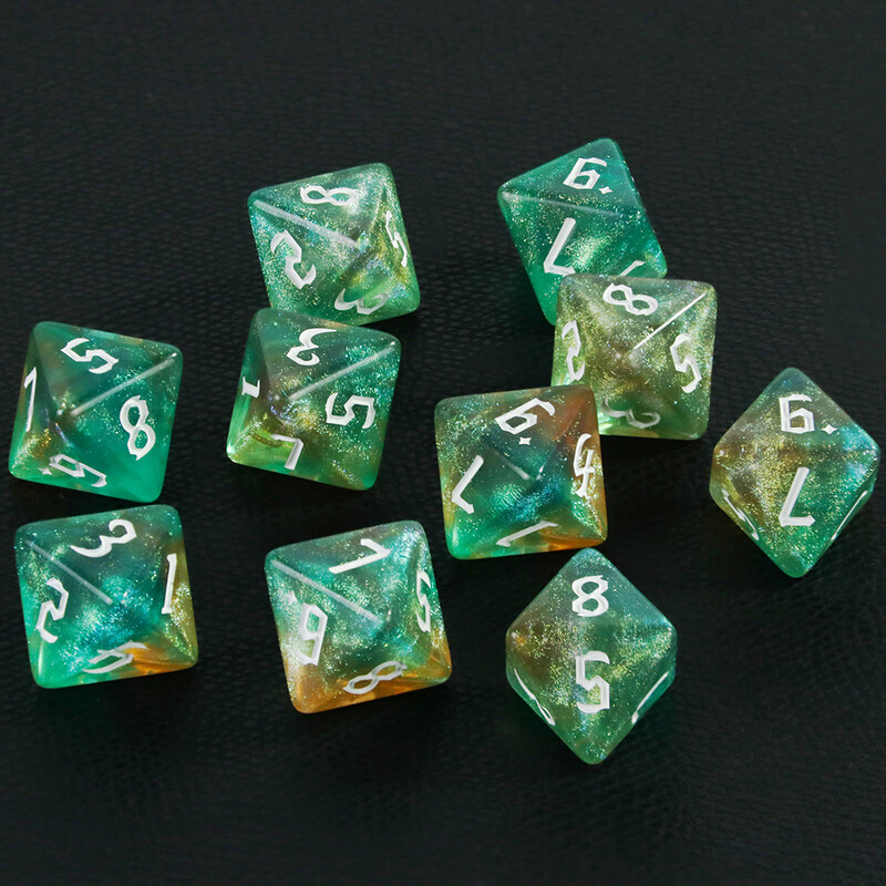 D8 Zmiešané farby Polyhedrálne kocky 8 Sided Amazing Trblietavé kocky pre DND RPG hru, matematiku, výučbu stolových hier