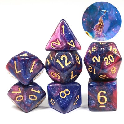 Galaxy Polyhedral Dice Set 7pcs DND digitalne kockice za stolne društvene igre Dodaci za igre uloga