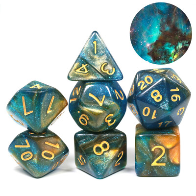 Galaxy Polyhedral Dice Set 7pcs DND digitalne kockice za stolne društvene igre Dodaci za igre uloga