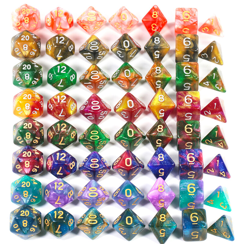 Galaxy Polyhedral Dice Set 7pcs DND digitalne kockice za stolne društvene igre Dodaci za igre uloga