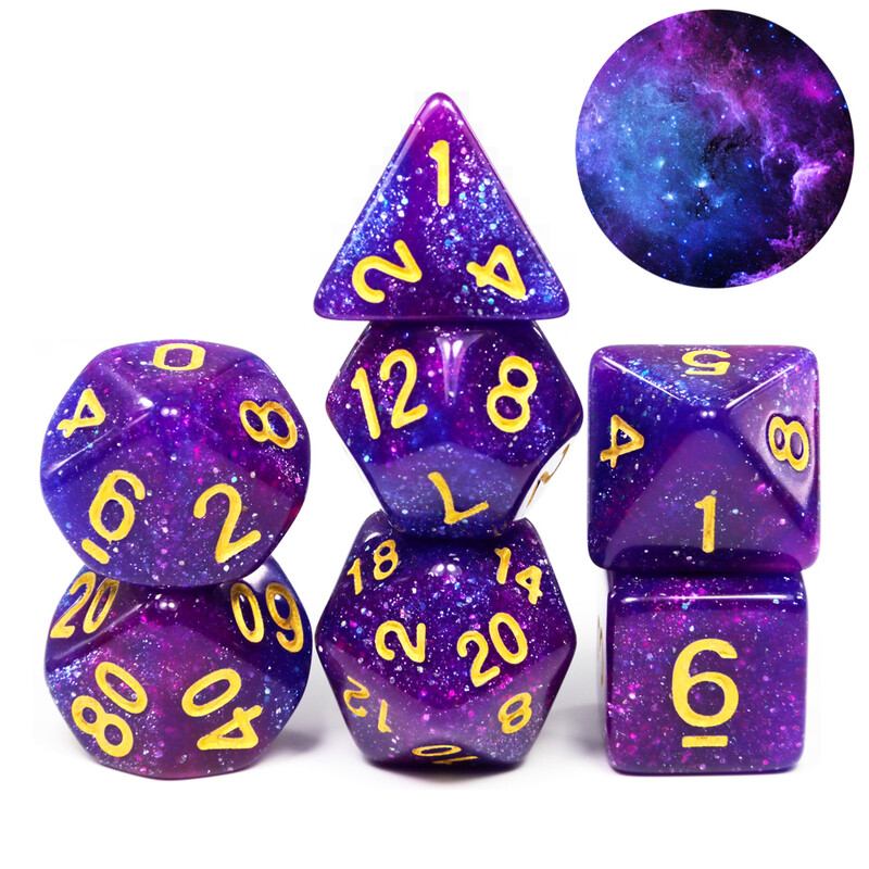 Galaxy Polyhedral Dice Set 7pcs DND digitalne kockice za stolne društvene igre Dodaci za igre uloga