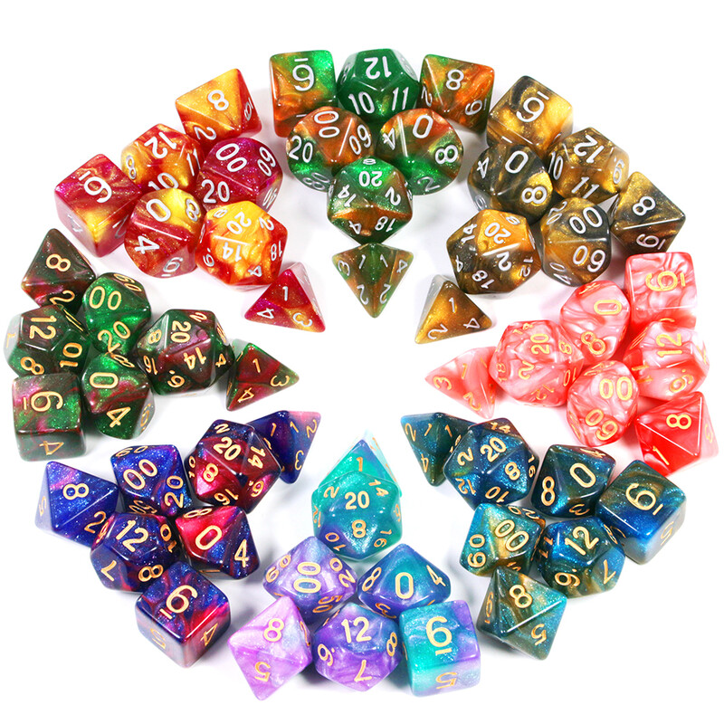 Galaxy Polyhedral Dice Set 7pcs DND digitalne kockice za stolne društvene igre Dodaci za igre uloga
