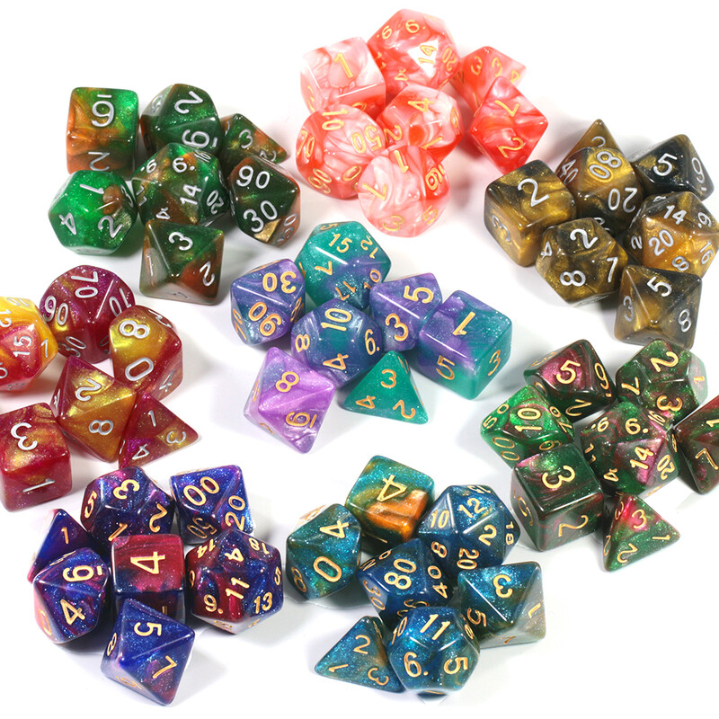 Galaxy Polyhedral Dice Set 7pcs DND digitalne kockice za stolne društvene igre Dodaci za igre uloga