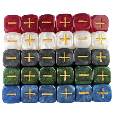 Fate Dice "+,-" 10 buc. 16 mm Efect Mable cu cerneală aurie pentru accesorii pentru jocuri Fate & Fudge