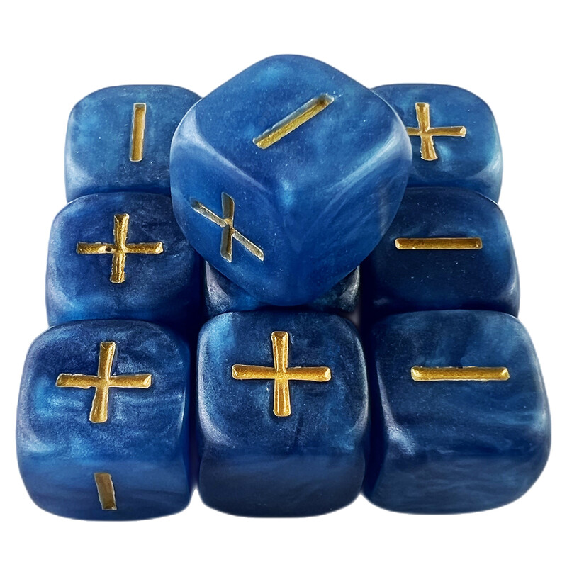 Likimo kauliukai „+,-“ 10 vnt.