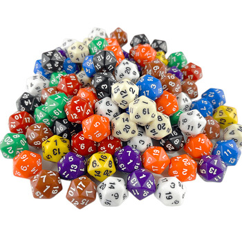 D20 Polyhedral Dice 19.7 mm TRPG DND Комплект за дигитална игра със зарове 20 страни 10 бр. за парти настолна игра