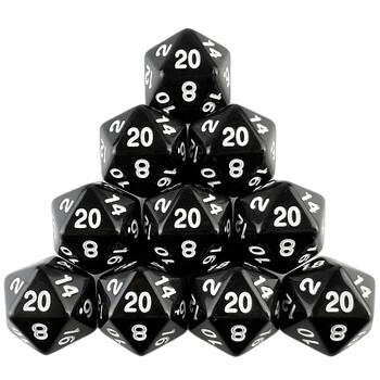 D20 Polyhedral Dice 19.7 mm TRPG DND Комплект за дигитална игра със зарове 20 страни 10 бр. за парти настолна игра