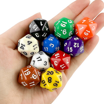 D20 Polyhedral Dice 19.7 mm TRPG DND Комплект за дигитална игра със зарове 20 страни 10 бр. за парти настолна игра