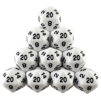 D20 Polyhedral Dice 19.7 mm TRPG DND Комплект за дигитална игра със зарове 20 страни 10 бр. за парти настолна игра