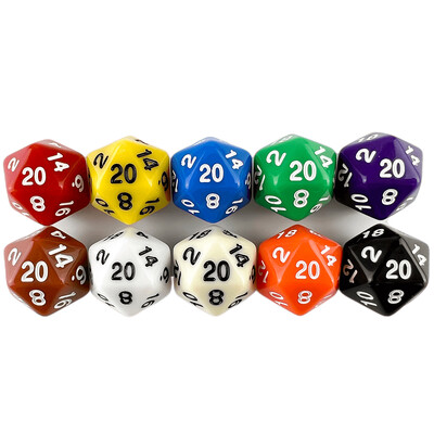 D20 Polyhedrálne kocky 19,7 mm TRPG DND Digitálna hracia sada s kockami 20 strán 10 ks pre párty stolovú hru