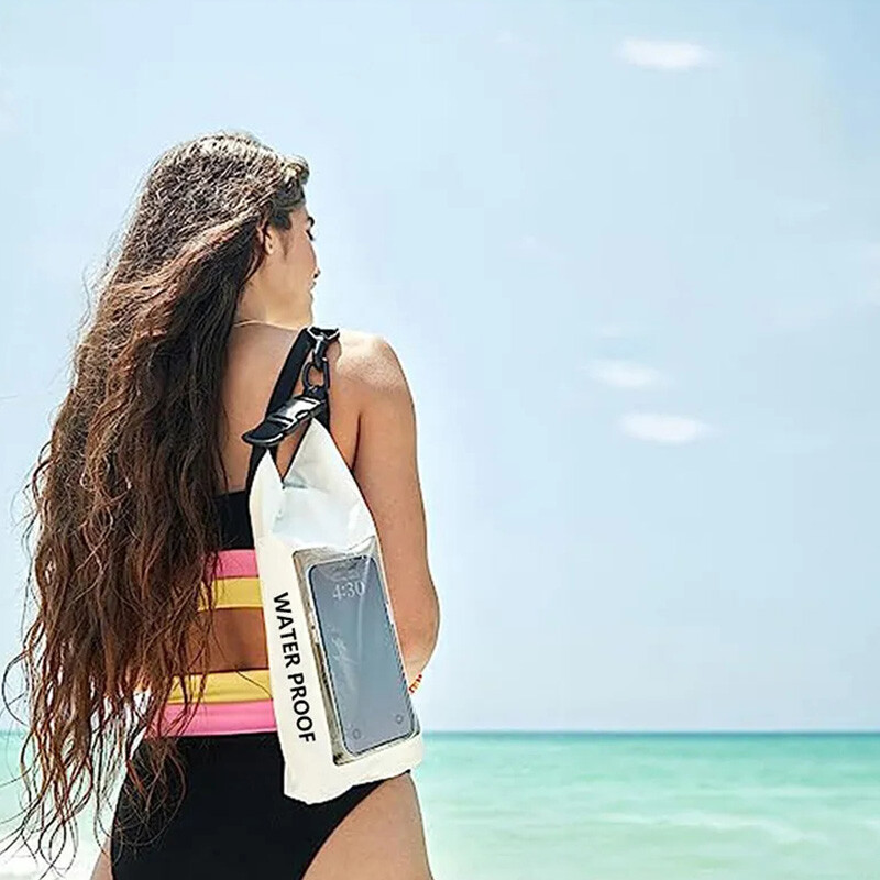 2L PVC pakiranje za plivanje Suha torba Zaslon osjetljiv na dodir Vanjska vodootporna torba za kajak na rame Torba za planinarenje, splavarenje, rafting, surfanje, vožnja čamcem