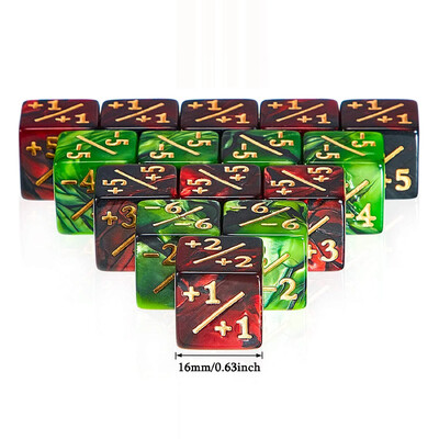 10 db 16 mm-es 6 oldalsó kockaszámláló +1/-1 dobókocka gyerekeknek játék Számolókocka az MTG Magic-hoz Gyűjtőkártya-játékjelző és hűségkockák