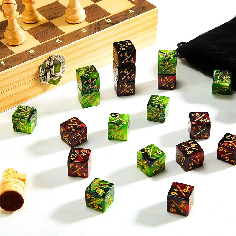 10 ks 16 mm 6 bočných počítadiel kociek +1/-1 kocky, detské hračky na počítanie kociek pre MTG Magic The Gathering kartové herné žetóny a vernostné kocky