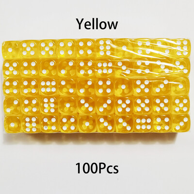 100 DB/Szett D6 kocka 12 mm-es 6 oldalas többszínű átlátszó színű akril lekerekített élű dobókocka asztali társasjátékhoz italpartihoz DND