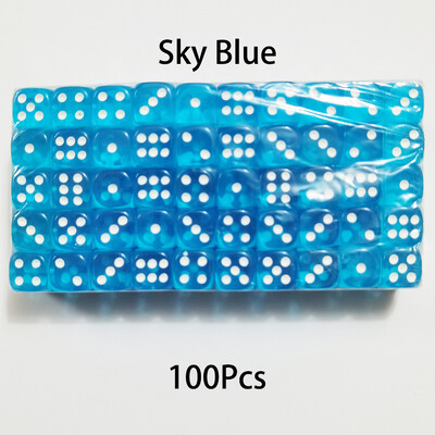 100 DB/Szett D6 kocka 12 mm-es 6 oldalas többszínű átlátszó színű akril lekerekített élű dobókocka asztali társasjátékhoz italpartihoz DND