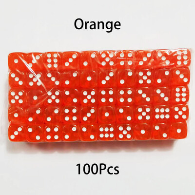 100 DB/Szett D6 kocka 12 mm-es 6 oldalas többszínű átlátszó színű akril lekerekített élű dobókocka asztali társasjátékhoz italpartihoz DND