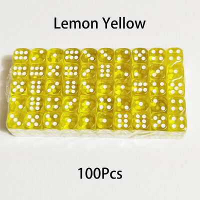 100 DB/Szett D6 kocka 12 mm-es 6 oldalas többszínű átlátszó színű akril lekerekített élű dobókocka asztali társasjátékhoz italpartihoz DND