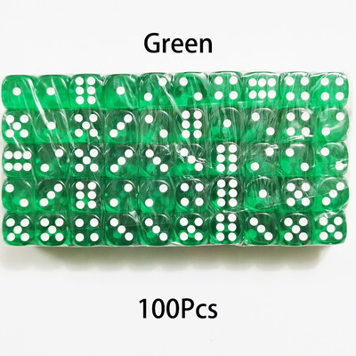 100 DB/Szett D6 kocka 12 mm-es 6 oldalas többszínű átlátszó színű akril lekerekített élű dobókocka asztali társasjátékhoz italpartihoz DND