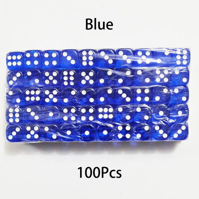 100 DB/Szett D6 kocka 12 mm-es 6 oldalas többszínű átlátszó színű akril lekerekített élű dobókocka asztali társasjátékhoz italpartihoz DND