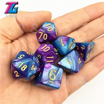 Mix Dice Set with Bag 9 Colors DND RPG φορητά παιχνίδια για ενήλικες Παιδικά πλαστικοί κύβοι TRPG D4 D6 D8 D10 D12 D20