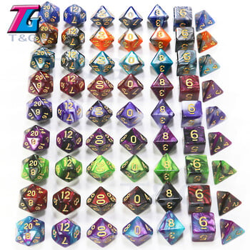 Mix Dice Set with Bag 9 Colors DND RPG φορητά παιχνίδια για ενήλικες Παιδικά πλαστικοί κύβοι TRPG D4 D6 D8 D10 D12 D20