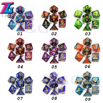 Mix Dice Set with Bag 9 Colors DND RPG φορητά παιχνίδια για ενήλικες Παιδικά πλαστικοί κύβοι TRPG D4 D6 D8 D10 D12 D20