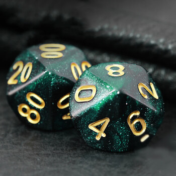 7 τεμάχια/Σετ Green and Black Starry Sky Galaxy Dice D&D COC Dice D4 D6 D8 D10 D% D12 D20 Επιτραπέζια παιχνίδια DND RPG Σετ ζάρια