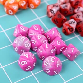 10 τμχ/σετ 10 όψεων D10 Polyhedral Dices Numbers Dials Desktop Επιτραπέζιο παιχνίδι