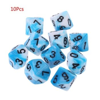 10 τμχ/σετ 10 όψεων D10 Polyhedral Dices Numbers Dials Desktop Επιτραπέζιο παιχνίδι