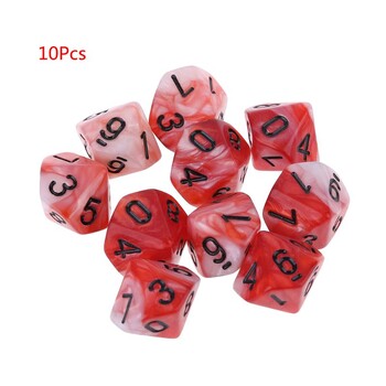 10 τμχ/σετ 10 όψεων D10 Polyhedral Dices Numbers Dials Desktop Επιτραπέζιο παιχνίδι