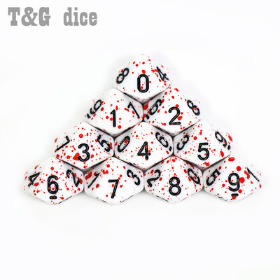 Funny DNDGame RPG 10 bucăți/set poliedric D4-D20 multi fețe opac sânge digital zaruri set accesorii pentru jocuri de masă