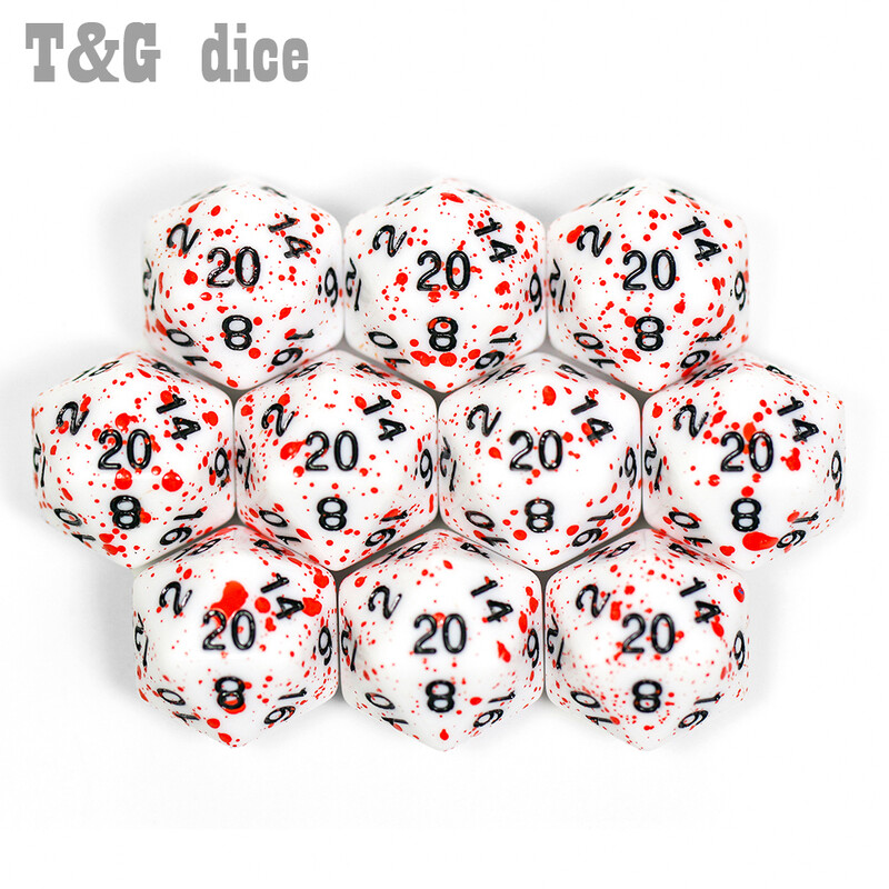 Funny DNDGame RPG 10 bucăți/set poliedric D4-D20 multi fețe opac sânge digital zaruri set accesorii pentru jocuri de masă