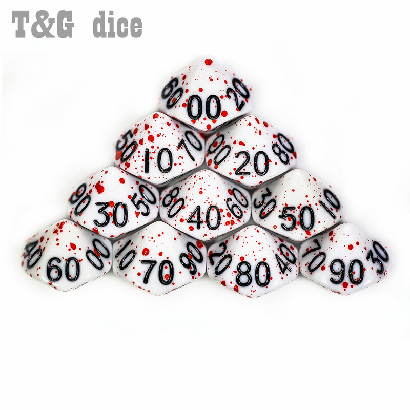 Funny DNDGame RPG 10 bucăți/set poliedric D4-D20 multi fețe opac sânge digital zaruri set accesorii pentru jocuri de masă